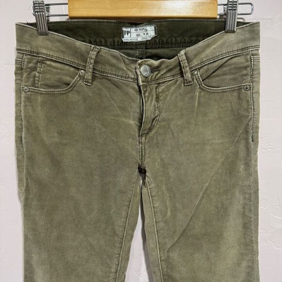 Free People Olive Corduroy Size 24 Pants - Picture 2 of 5